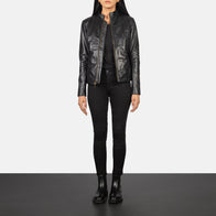 Rumella Black Leather Biker Jacket by Dash Racegear - women Jacket view 3