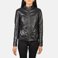 Rumella Black Leather Biker Jacket by Dash Racegear - women Jacket view 4