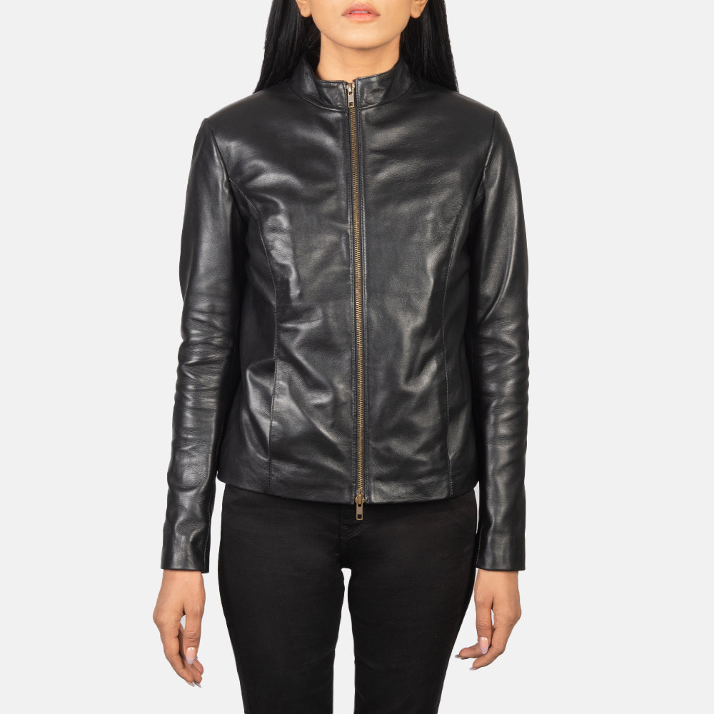 Rumella Black Leather Biker Jacket by Dash Racegear - women Jacket view 4