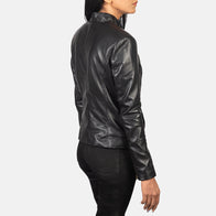 Rumella Black Leather Biker Jacket by Dash Racegear - women Jacket view 5