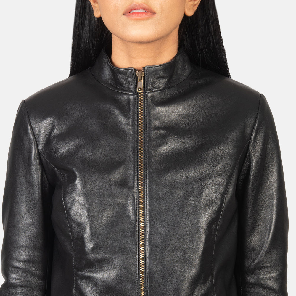 Rumella Black Leather Biker Jacket by Dash Racegear - women Jacket view 6