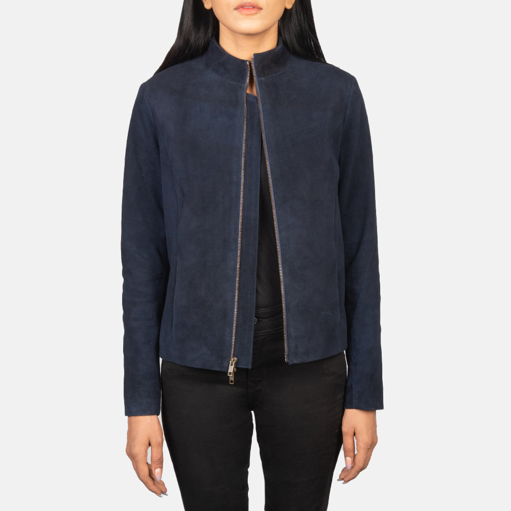 Rumella Blue Suede Biker Jacket by Dash Racegear - women Jacket view 1