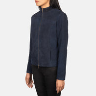 Rumella Blue Suede Biker Jacket by Dash Racegear - women Jacket view 2