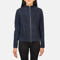 Rumella Blue Suede Biker Jacket by Dash Racegear - women Jacket view 4
