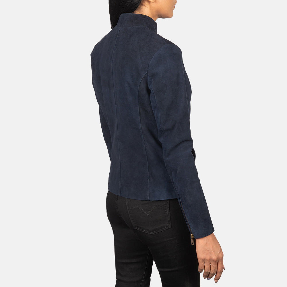 Rumella Blue Suede Biker Jacket by Dash Racegear - women Jacket view 5
