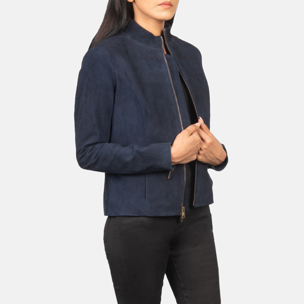 Rumella Blue Suede Biker Jacket by Dash Racegear - women Jacket view 6