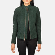 Rumella Green Suede Biker Jacket by Dash Racegear - women Jacket view 1