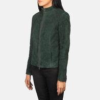 Rumella Green Suede Biker Jacket by Dash Racegear - women Jacket view 2