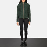 Rumella Green Suede Biker Jacket by Dash Racegear - women Jacket view 3