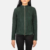 Rumella Green Suede Biker Jacket by Dash Racegear - women Jacket view 4