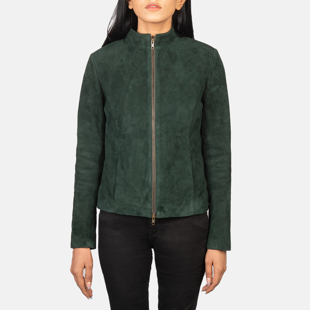 Rumella Green Suede Biker Jacket by Dash Racegear - women Jacket view 4