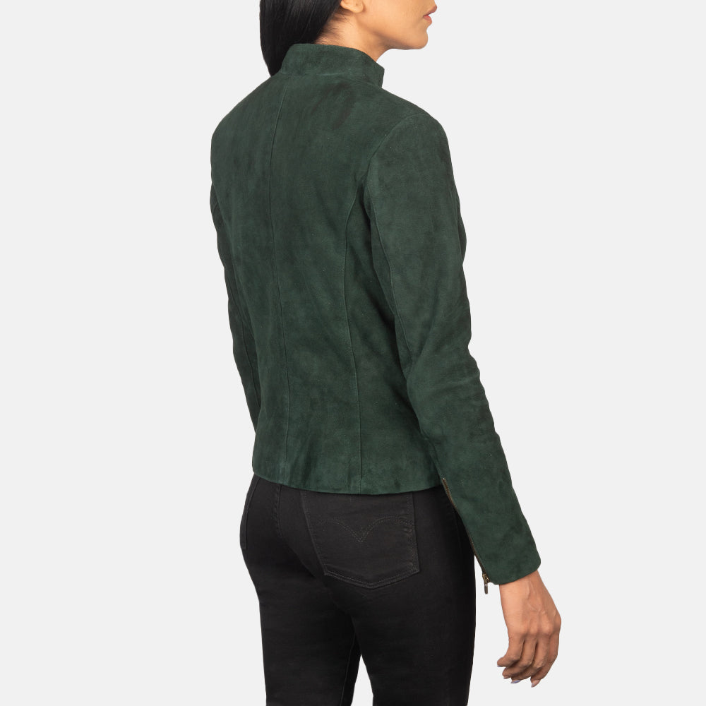 Rumella Green Suede Biker Jacket by Dash Racegear - women Jacket view 5