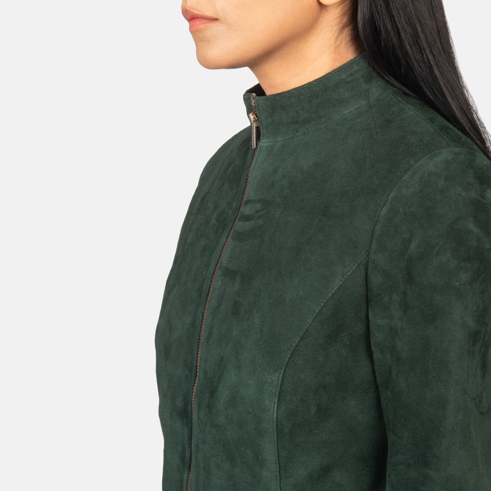 Rumella Green Suede Biker Jacket by Dash Racegear - women Jacket view 6