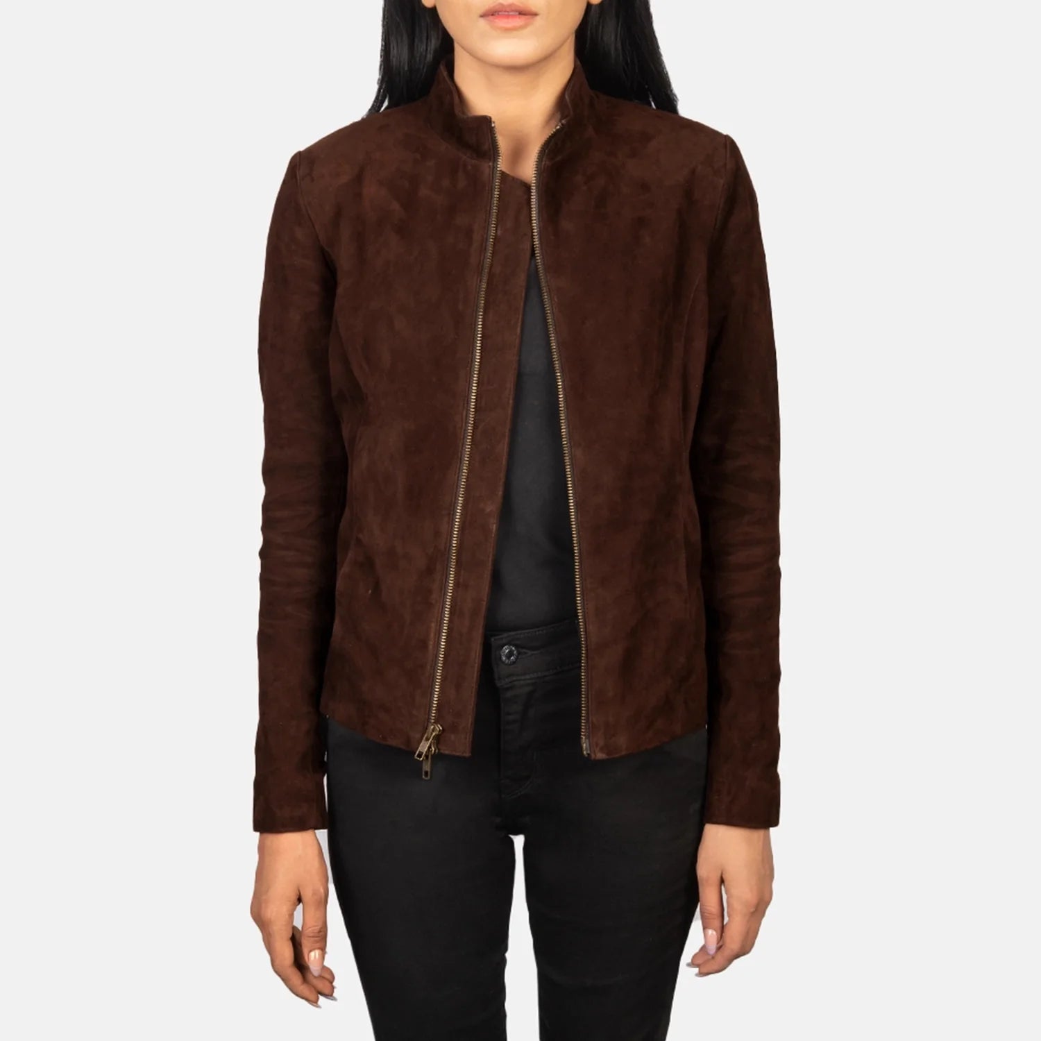 Rumella Mocha Suede Biker Jacket by Dash Racegear - women Jacket view 1
