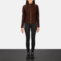 Rumella Mocha Suede Biker Jacket by Dash Racegear - women Jacket view 3