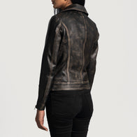 Rumy Distressed Brown Leather Biker Jacket by Dash Racegear - women Jacket view 5