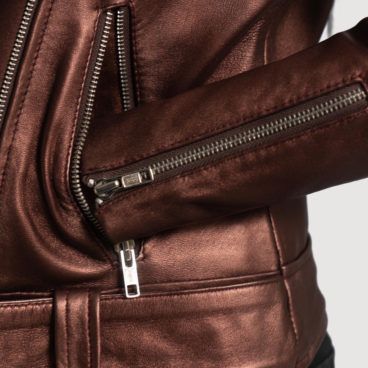 Rumy Maroon Leather Biker Jacket by Dash Racegear - women Jacket view 5