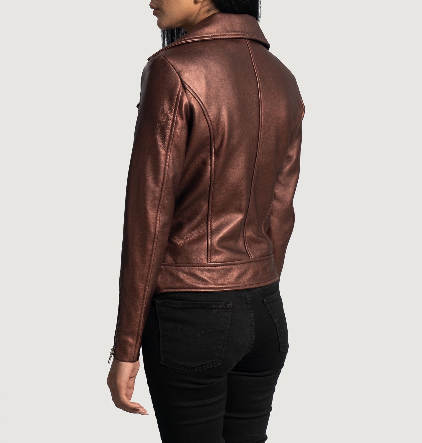 Rumy Maroon Leather Biker Jacket by Dash Racegear - women Jacket view 6