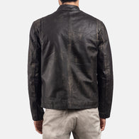 Rustic Brown Leather Biker Jacket by Dash Racegear - men Jacket view 5