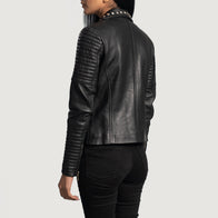 Sally Mae Studded Black Leather Biker Jacket by Dash Racegear - women Jacket view 5