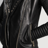 Sally Mae Studded Black Leather Biker Jacket by Dash Racegear - women Jacket view 6