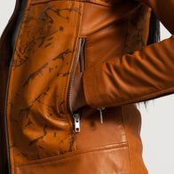 Sandy Tan Dye Leather Biker Jacket by Dash Racegear - women Jacket view 5