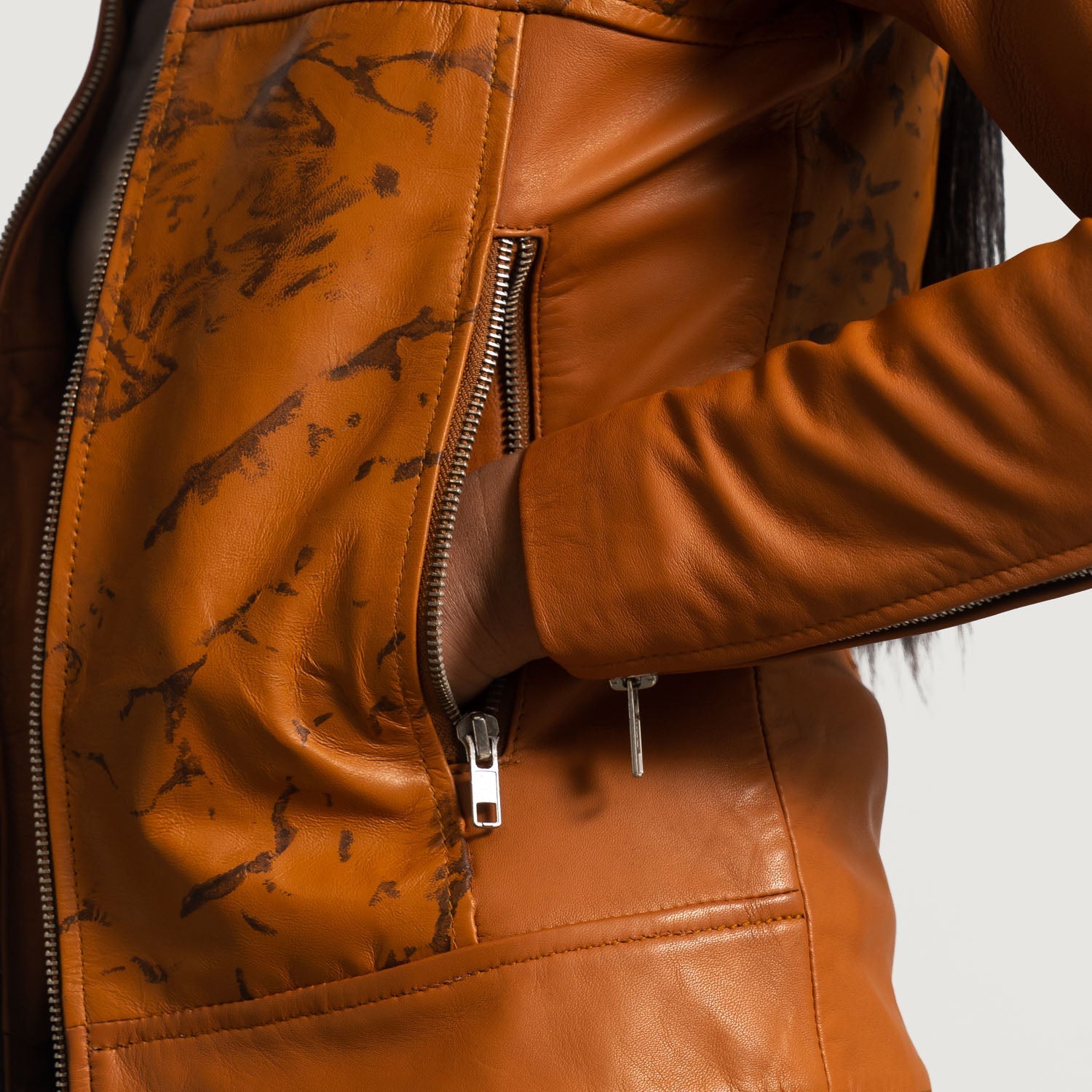 Sandy Tan Dye Leather Biker Jacket by Dash Racegear - women Jacket view 5