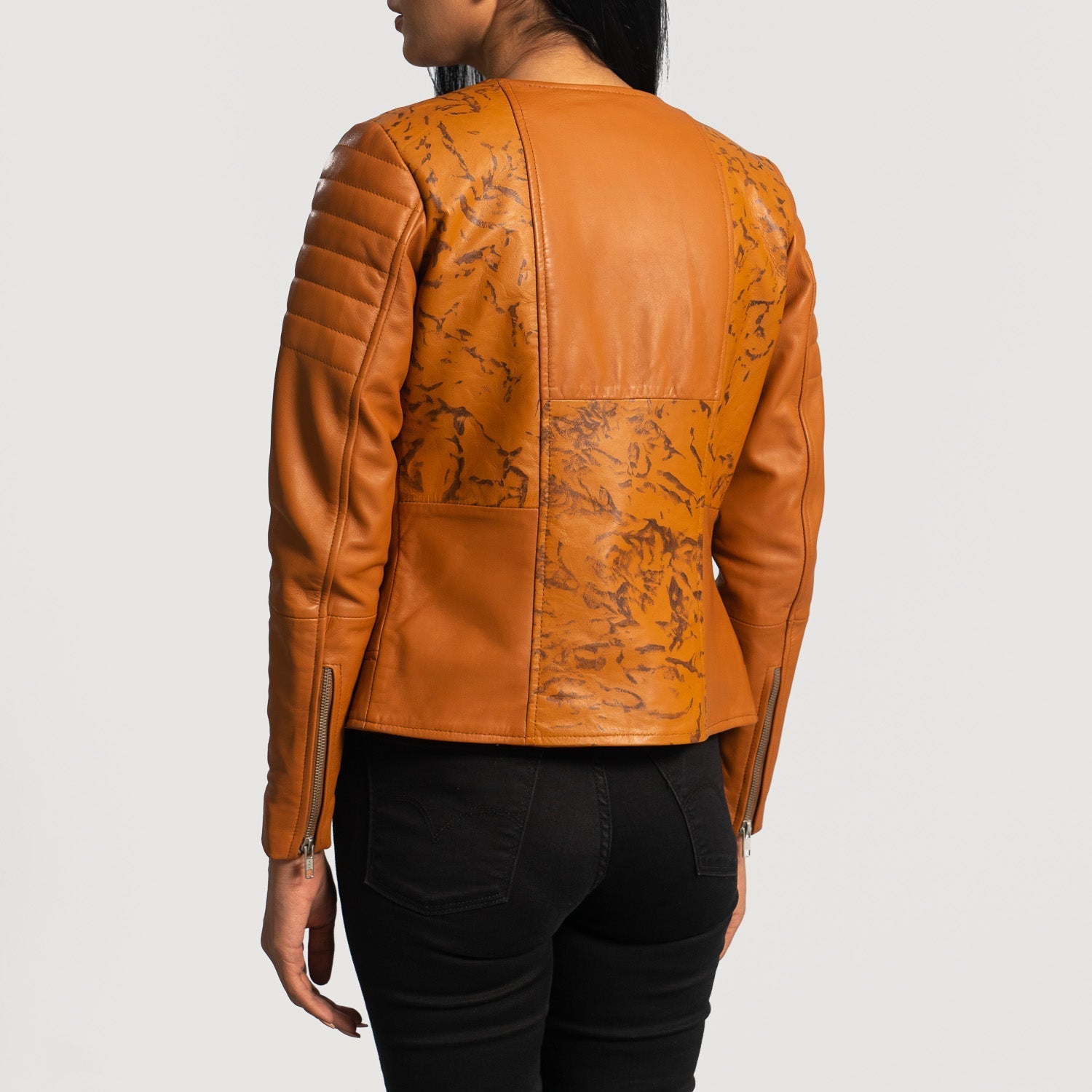 Sandy Tan Dye Leather Biker Jacket by Dash Racegear - women Jacket view 6