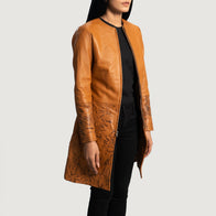 Sandy Tan Dye Leather Coat by Dash Racegear - women Jacket view 2