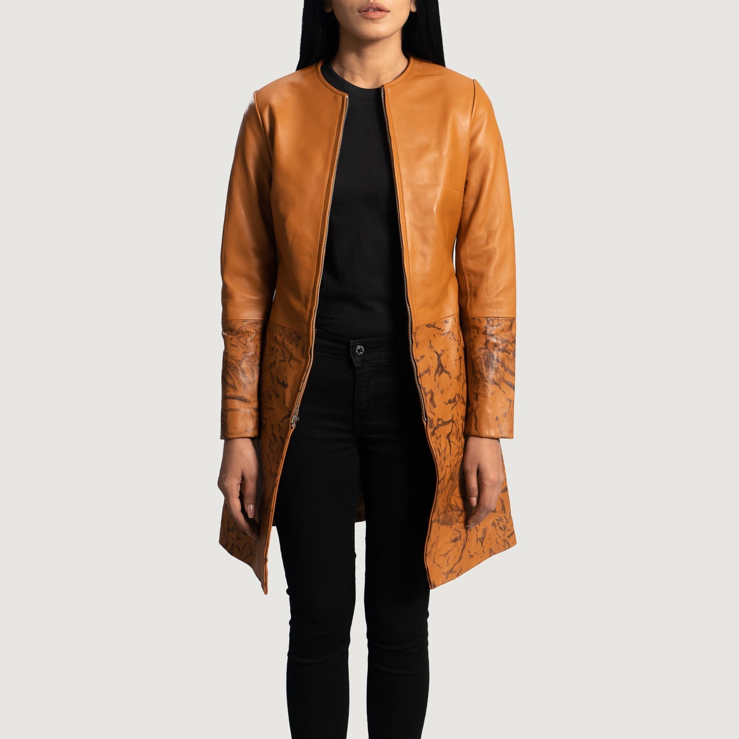 Sandy Tan Dye Leather Coat by Dash Racegear - women Jacket view 3