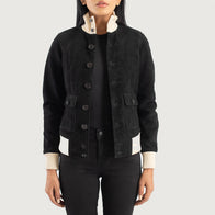 Sasha A1 Black Suede Bomber Jacket by Dash Racegear - women Jacket view 1