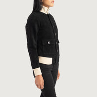 Sasha A1 Black Suede Bomber Jacket by Dash Racegear - women Jacket view 2