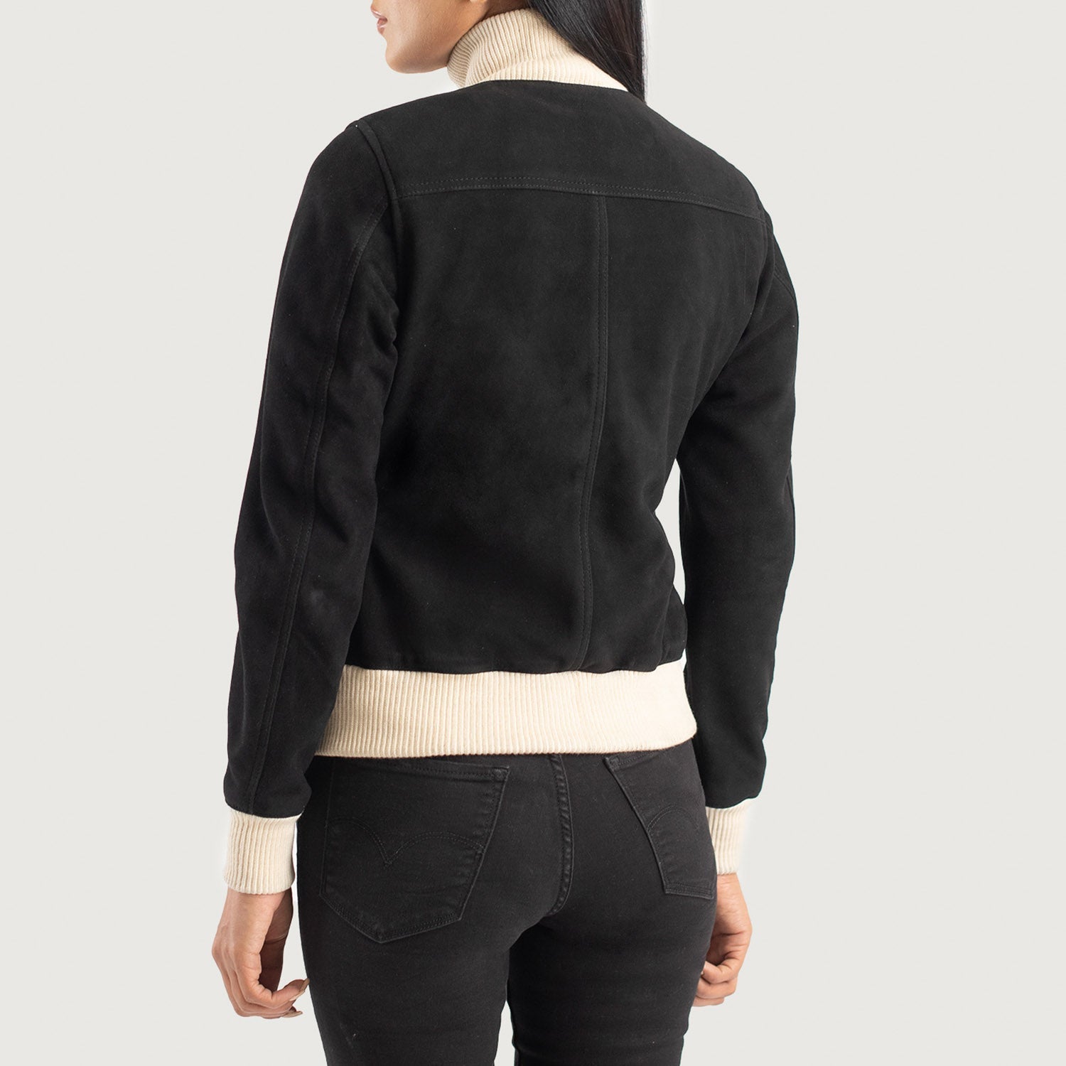 Sasha A1 Black Suede Bomber Jacket by Dash Racegear - women Jacket view 5