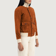 Sasha A1 Brown Suede Bomber Jacket by Dash Racegear - women Jacket view 2