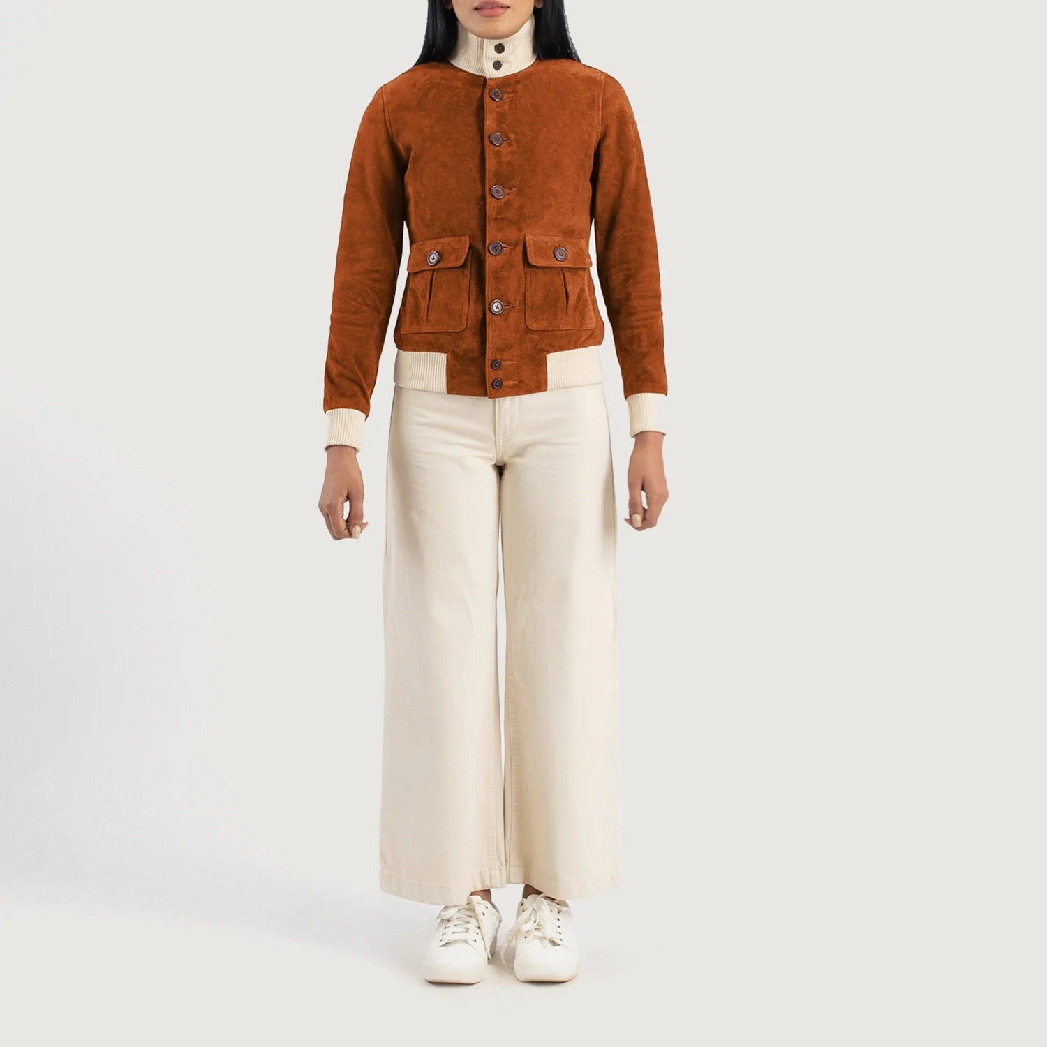 Sasha A1 Brown Suede Bomber Jacket by Dash Racegear - women Jacket view 3