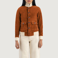 Sasha A1 Brown Suede Bomber Jacket by Dash Racegear - women Jacket view 4
