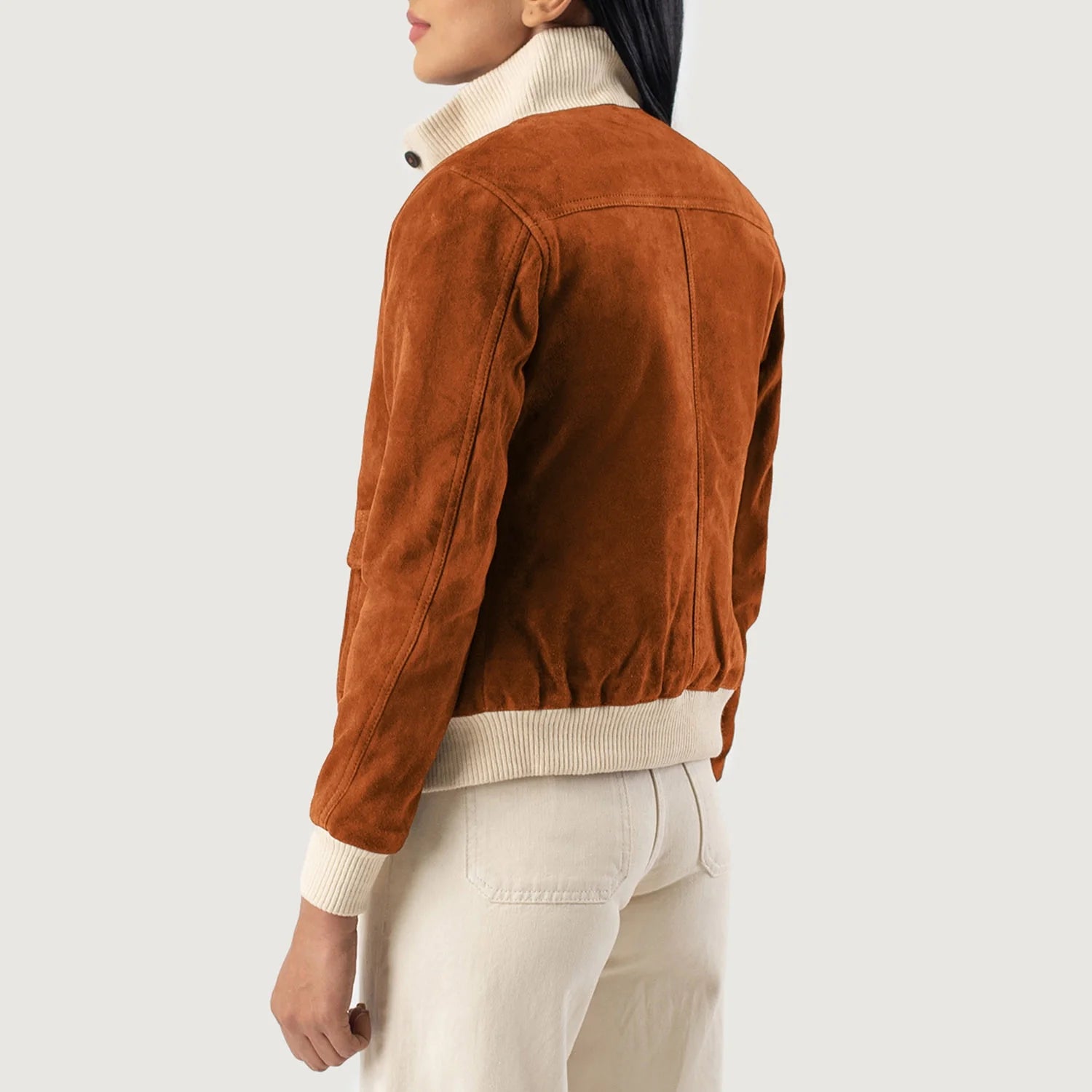 Sasha A1 Brown Suede Bomber Jacket by Dash Racegear - women Jacket view 5
