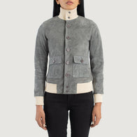 Sasha A1 Grey Suede Bomber Jacket by Dash Racegear - women Jacket view 4