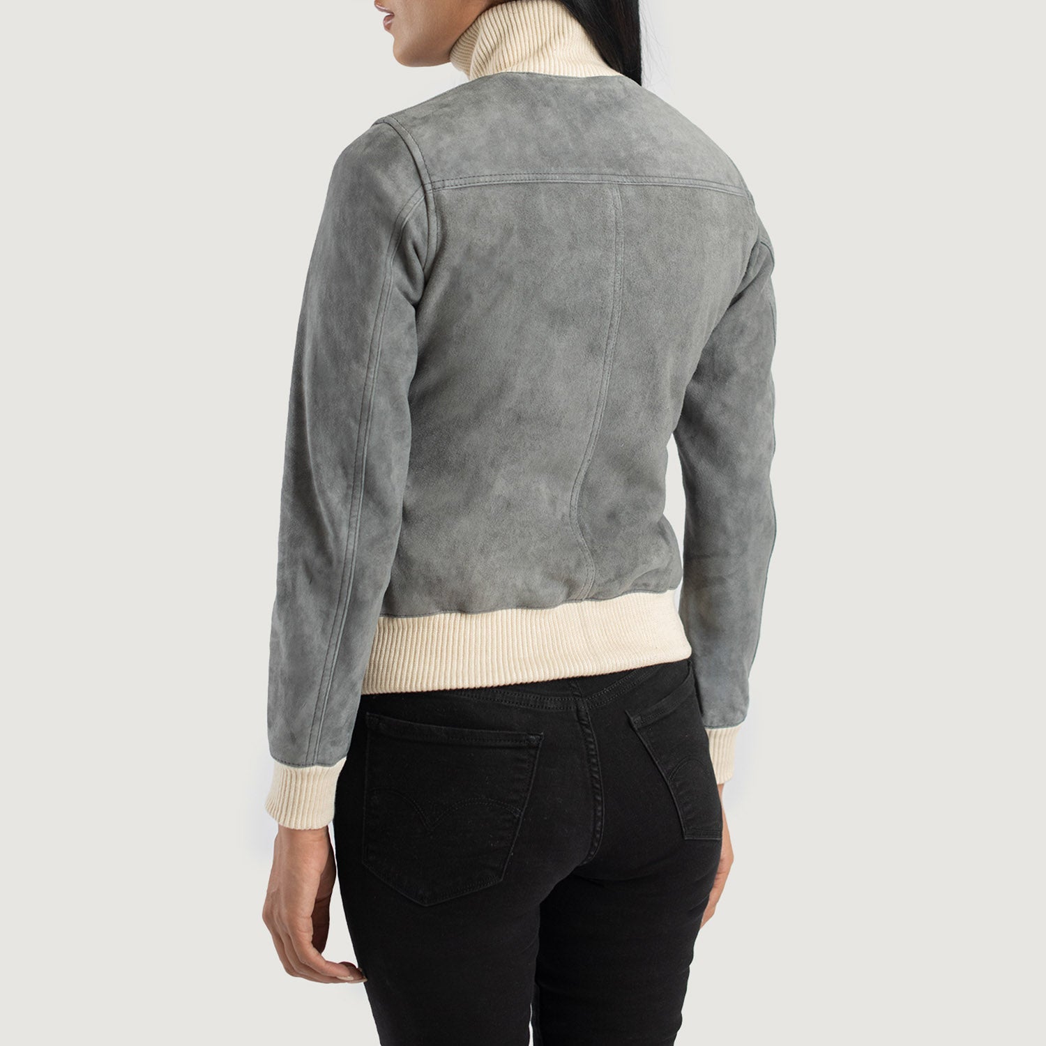 Sasha A1 Grey Suede Bomber Jacket by Dash Racegear - women Jacket view 5