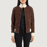 Sasha A1 Mocha Suede Bomber Jacket by Dash Racegear - women Jacket view 1