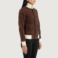 Sasha A1 Mocha Suede Bomber Jacket by Dash Racegear - women Jacket view 2