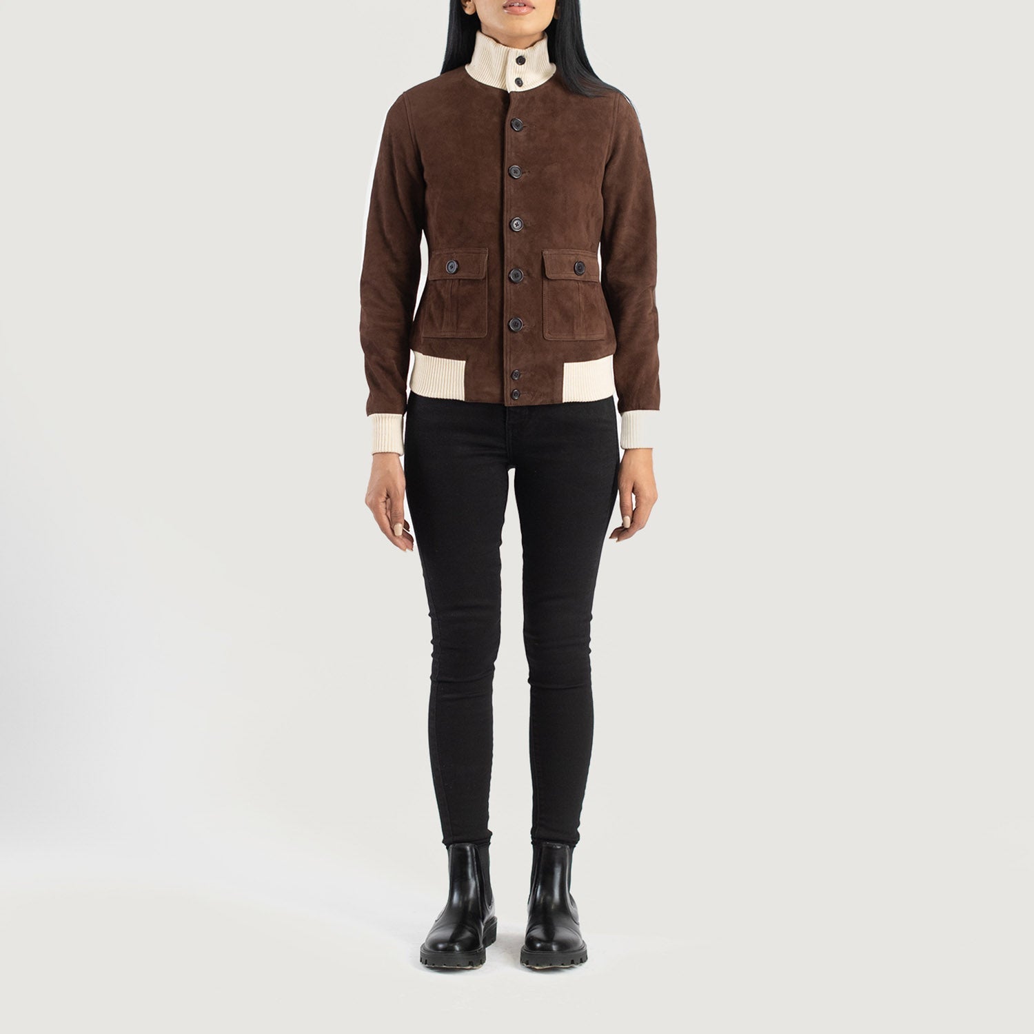 Sasha A1 Mocha Suede Bomber Jacket by Dash Racegear - women Jacket view 3