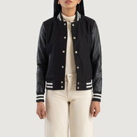 Savant Black Hybrid Varsity Jacket by Dash Racegear - women Jacket view 1