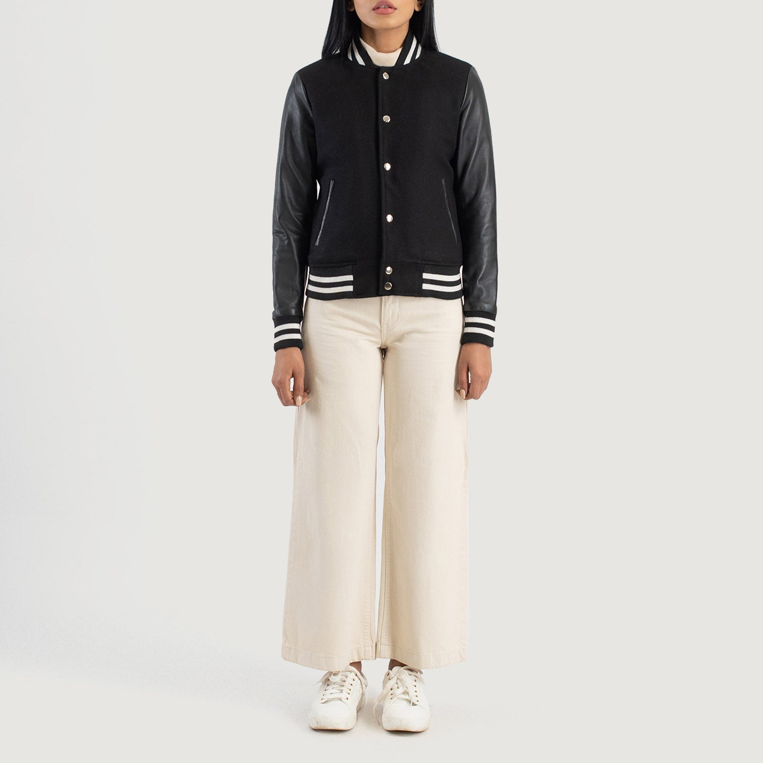 Savant Black Hybrid Varsity Jacket by Dash Racegear - women Jacket view 3