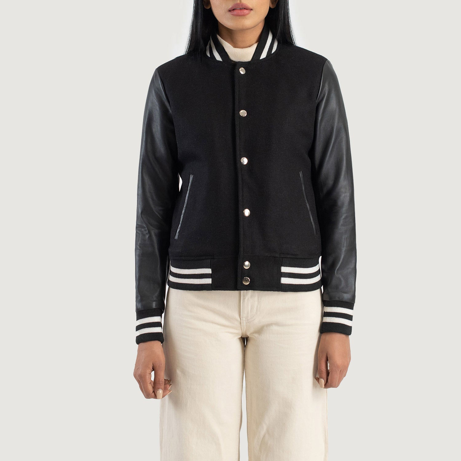 Savant Black Hybrid Varsity Jacket by Dash Racegear - women Jacket view 4