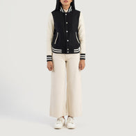 Savant Black & White Hybrid Varsity Jacket by Dash Racegear - women Jacket view 3