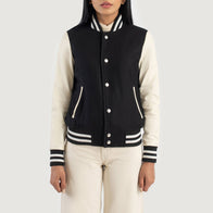 Savant Black & White Hybrid Varsity Jacket by Dash Racegear - women Jacket view 4
