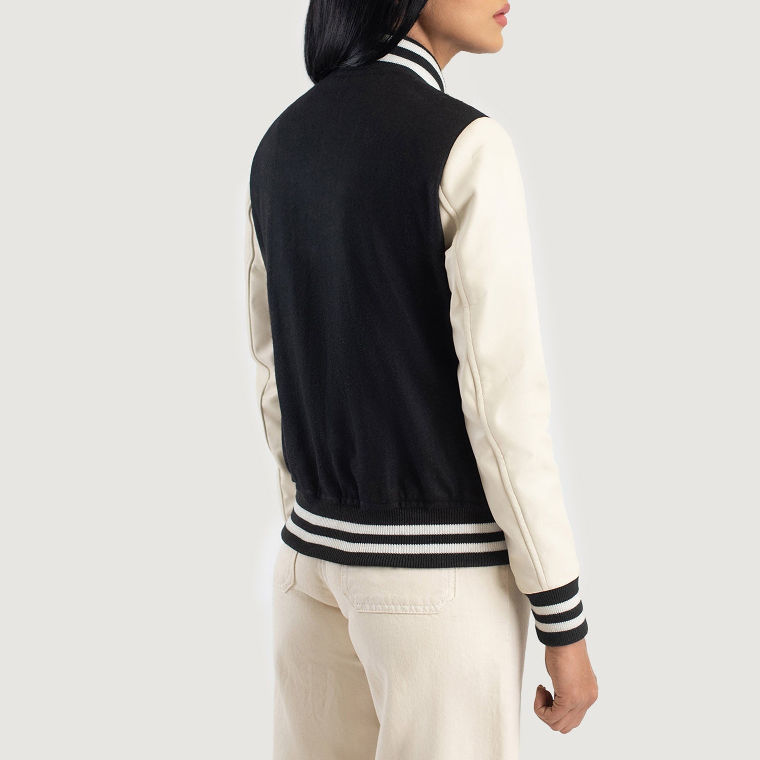 Savant Black & White Hybrid Varsity Jacket by Dash Racegear - women Jacket view 5
