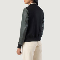 Savant Green & Black Hybrid Varsity Jacket by Dash Racegear - women Jacket view 5