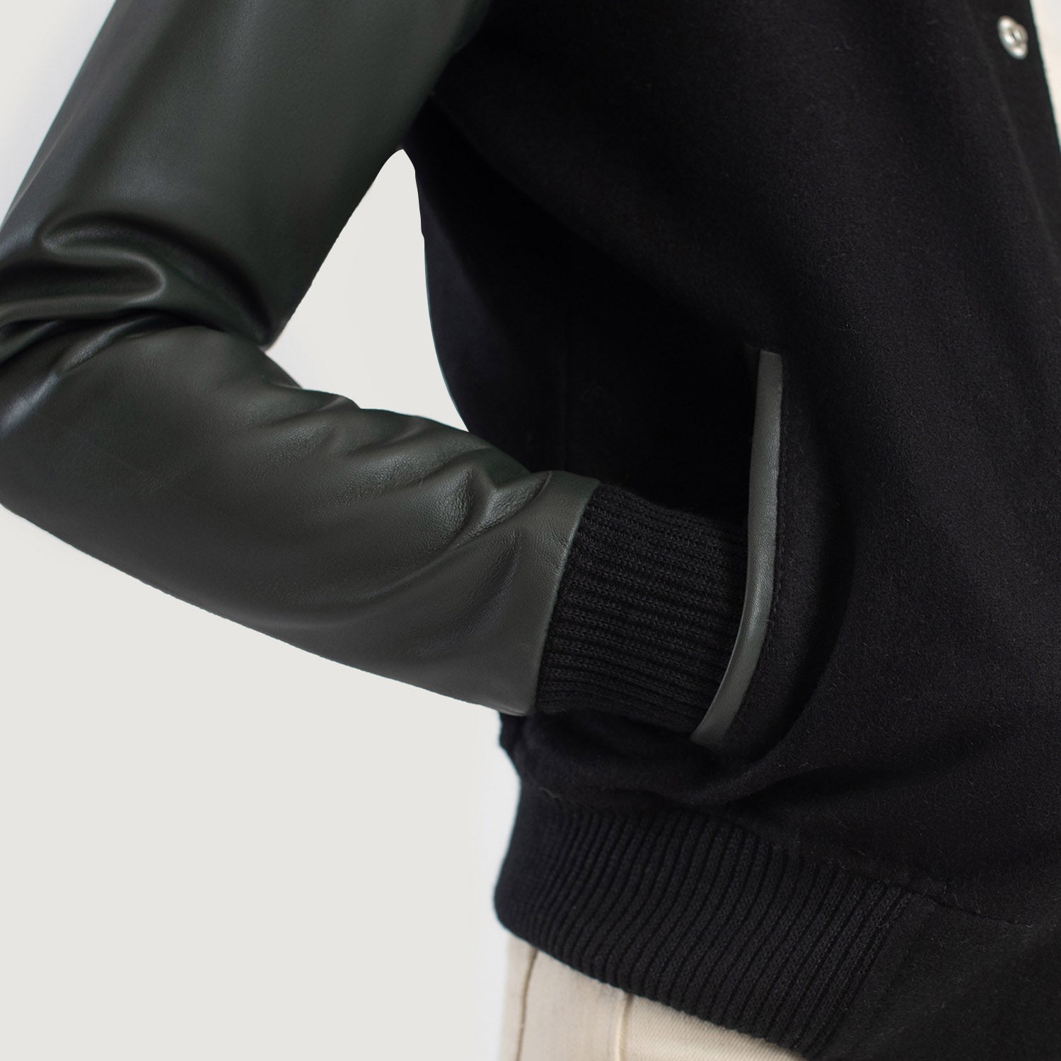 Savant Green & Black Hybrid Varsity Jacket by Dash Racegear - women Jacket view 6